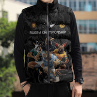 Custom Rugby Southern Hemisphere Sleeveless Puffer Jacket Argentina AUNZ South Africa Mascot Black - Wonder Print Shop
