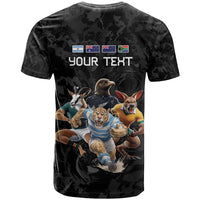 Custom Rugby Southern Hemisphere T Shirt Argentina AUNZ South Africa Mascot Black - Wonder Print Shop