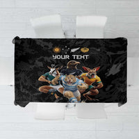 Custom Rugby Southern Hemisphere Tablecloth Argentina AUNZ South Africa Mascot Black - Wonder Print Shop