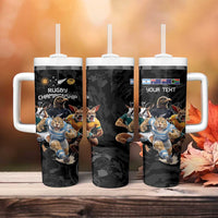 Custom Rugby Southern Hemisphere Tumbler With Handle Argentina AUNZ South Africa Mascot Black - Wonder Print Shop
