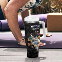 Custom Rugby Southern Hemisphere Tumbler With Handle Argentina AUNZ South Africa Mascot Black - Wonder Print Shop