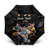 Custom Rugby Southern Hemisphere Umbrella Argentina AUNZ South Africa Mascot Black - Wonder Print Shop