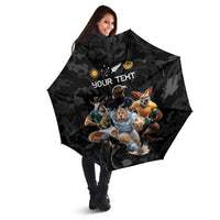 Custom Rugby Southern Hemisphere Umbrella Argentina AUNZ South Africa Mascot Black - Wonder Print Shop