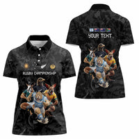 Custom Rugby Southern Hemisphere Women Polo Shirt Argentina AUNZ South Africa Mascot Black - Wonder Print Shop
