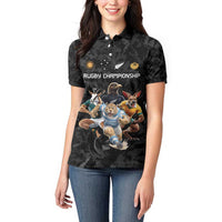 Custom Rugby Southern Hemisphere Women Polo Shirt Argentina AUNZ South Africa Mascot Black - Wonder Print Shop
