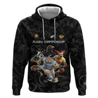 Custom Rugby Southern Hemisphere Zip Hoodie Argentina AUNZ South Africa Mascot Black - Wonder Print Shop