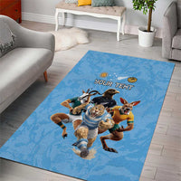Custom Rugby Southern Hemisphere Area Rug Argentina AUNZ South Africa Mascot Blue - Wonder Print Shop