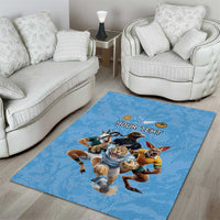 Custom Rugby Southern Hemisphere Area Rug Argentina AUNZ South Africa Mascot Blue - Wonder Print Shop