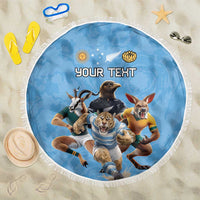 Custom Rugby Southern Hemisphere Beach Blanket Argentina AUNZ South Africa Mascot Blue - Wonder Print Shop