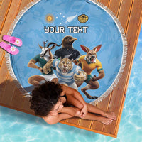 Custom Rugby Southern Hemisphere Beach Blanket Argentina AUNZ South Africa Mascot Blue - Wonder Print Shop