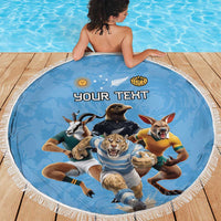 Custom Rugby Southern Hemisphere Beach Blanket Argentina AUNZ South Africa Mascot Blue - Wonder Print Shop