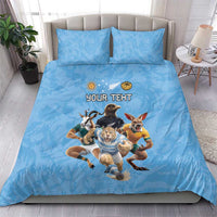 Custom Rugby Southern Hemisphere Bedding Set Argentina AUNZ South Africa Mascot Blue - Wonder Print Shop