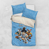 Custom Rugby Southern Hemisphere Bedding Set Argentina AUNZ South Africa Mascot Blue - Wonder Print Shop