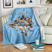 Custom Rugby Southern Hemisphere Blanket Argentina AUNZ South Africa Mascot Blue - Wonder Print Shop