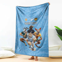 Custom Rugby Southern Hemisphere Blanket Argentina AUNZ South Africa Mascot Blue - Wonder Print Shop