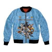 Custom Rugby Southern Hemisphere Bomber Jacket Argentina AUNZ South Africa Mascot Blue - Wonder Print Shop