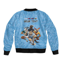 Custom Rugby Southern Hemisphere Bomber Jacket Argentina AUNZ South Africa Mascot Blue - Wonder Print Shop