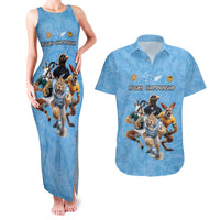 Custom Rugby Southern Hemisphere Couples Matching Tank Maxi Dress and Hawaiian Shirt Argentina AUNZ South Africa Mascot Blue - Wonder Print Shop