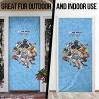 Custom Rugby Southern Hemisphere Door Cover Argentina AUNZ South Africa Mascot Blue - Wonder Print Shop