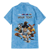 Custom Rugby Southern Hemisphere Family Matching Mermaid Dress and Hawaiian Shirt Argentina AUNZ South Africa Mascot Blue - Wonder Print Shop