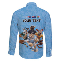 Custom Rugby Southern Hemisphere Family Matching Puletasi and Hawaiian Shirt Argentina AUNZ South Africa Mascot Blue - Wonder Print Shop