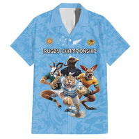 Custom Rugby Southern Hemisphere Family Matching Summer Maxi Dress and Hawaiian Shirt Argentina AUNZ South Africa Mascot Blue - Wonder Print Shop
