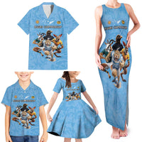 Custom Rugby Southern Hemisphere Family Matching Tank Maxi Dress and Hawaiian Shirt Argentina AUNZ South Africa Mascot Blue - Wonder Print Shop