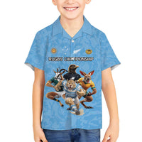 Custom Rugby Southern Hemisphere Family Matching Tank Maxi Dress and Hawaiian Shirt Argentina AUNZ South Africa Mascot Blue - Wonder Print Shop