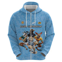 Custom Rugby Southern Hemisphere Hoodie Argentina AUNZ South Africa Mascot Blue - Wonder Print Shop