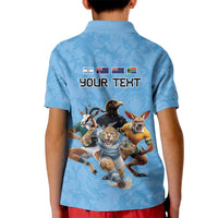Custom Rugby Southern Hemisphere Kid Polo Shirt Argentina AUNZ South Africa Mascot Blue - Wonder Print Shop