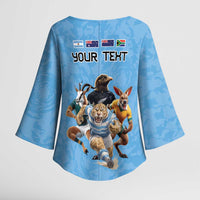 Custom Rugby Southern Hemisphere Kimono Sleeve Blouse Argentina AUNZ South Africa Mascot Blue - Wonder Print Shop