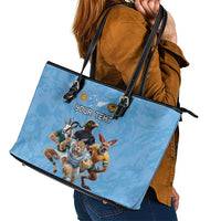 Custom Rugby Southern Hemisphere Leather Tote Bag Argentina AUNZ South Africa Mascot Blue - Wonder Print Shop