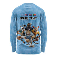 Custom Rugby Southern Hemisphere Long Sleeve Shirt Argentina AUNZ South Africa Mascot Blue - Wonder Print Shop