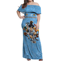Custom Rugby Southern Hemisphere Off Shoulder Maxi Dress Argentina AUNZ South Africa Mascot Blue - Wonder Print Shop