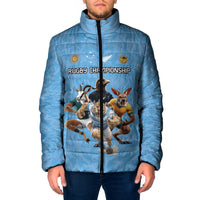Custom Rugby Southern Hemisphere Padded Jacket Argentina AUNZ South Africa Mascot Blue - Wonder Print Shop