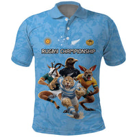Custom Rugby Southern Hemisphere Polo Shirt Argentina AUNZ South Africa Mascot Blue - Wonder Print Shop