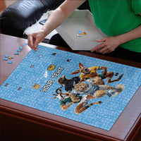 Custom Rugby Southern Hemisphere Puzzle Argentina AUNZ South Africa Mascot Blue - Wonder Print Shop