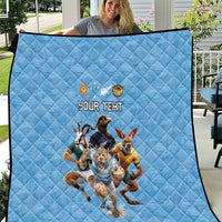 Custom Rugby Southern Hemisphere Quilt Argentina AUNZ South Africa Mascot Blue - Wonder Print Shop