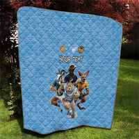 Custom Rugby Southern Hemisphere Quilt Argentina AUNZ South Africa Mascot Blue - Wonder Print Shop
