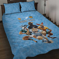 Custom Rugby Southern Hemisphere Quilt Bed Set Argentina AUNZ South Africa Mascot Blue - Wonder Print Shop