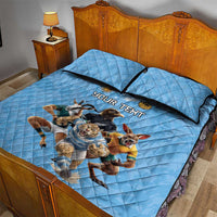 Custom Rugby Southern Hemisphere Quilt Bed Set Argentina AUNZ South Africa Mascot Blue - Wonder Print Shop