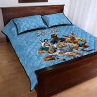 Custom Rugby Southern Hemisphere Quilt Bed Set Argentina AUNZ South Africa Mascot Blue - Wonder Print Shop