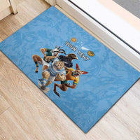 Custom Rugby Southern Hemisphere Rubber Doormat Argentina AUNZ South Africa Mascot Blue - Wonder Print Shop