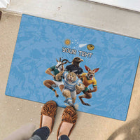 Custom Rugby Southern Hemisphere Rubber Doormat Argentina AUNZ South Africa Mascot Blue - Wonder Print Shop