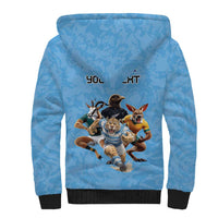 Custom Rugby Southern Hemisphere Sherpa Hoodie Argentina AUNZ South Africa Mascot Blue - Wonder Print Shop