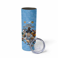 Custom Rugby Southern Hemisphere Skinny Tumbler Argentina AUNZ South Africa Mascot Blue - Wonder Print Shop
