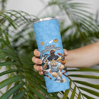 Custom Rugby Southern Hemisphere Skinny Tumbler Argentina AUNZ South Africa Mascot Blue - Wonder Print Shop