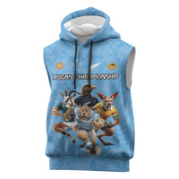 Custom Rugby Southern Hemisphere Sleeveless Hoodie Argentina AUNZ South Africa Mascot Blue - Wonder Print Shop