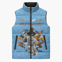 Custom Rugby Southern Hemisphere Sleeveless Puffer Jacket Argentina AUNZ South Africa Mascot Blue - Wonder Print Shop