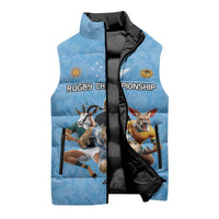 Custom Rugby Southern Hemisphere Sleeveless Puffer Jacket Argentina AUNZ South Africa Mascot Blue - Wonder Print Shop